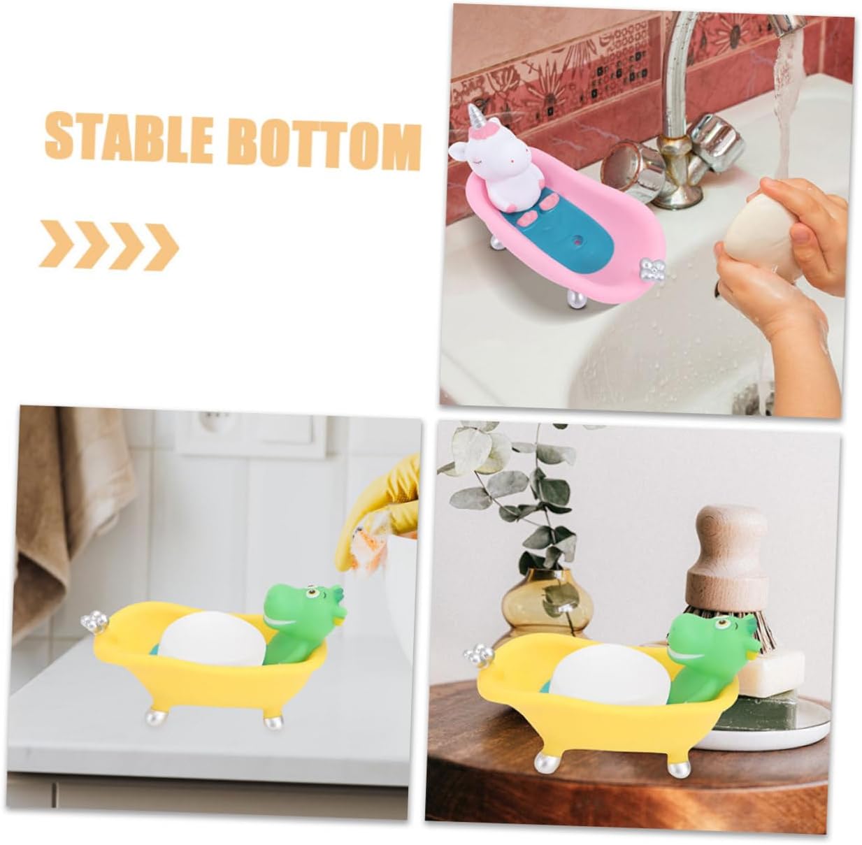 VALICLUD 2 Piece Cute Cartoon Dinosaur Soap Holder for Kids