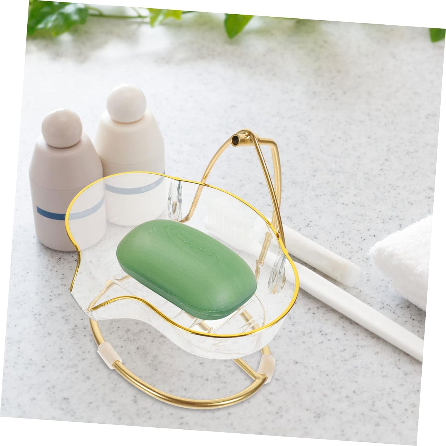 Zerodeko Clear Soap Holder with Iron Stand