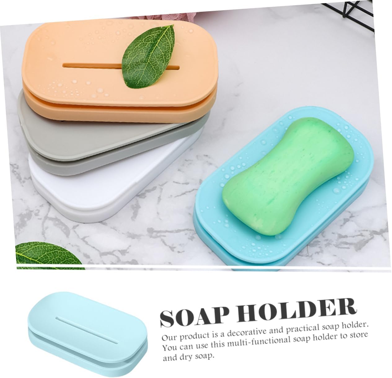 4Pcs Double Soap Dish Set - Durable Decorative Home Sink Organizer