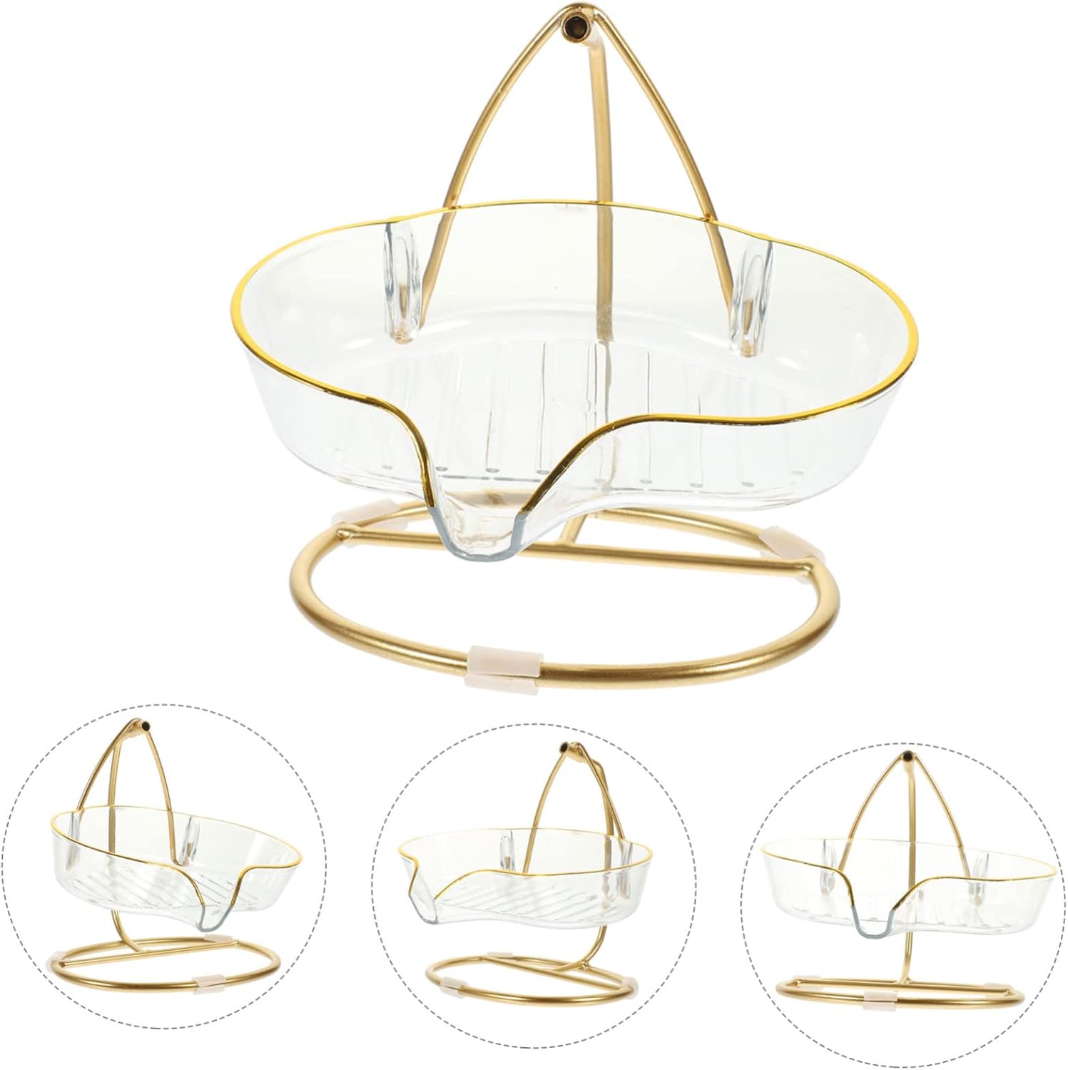 Zerodeko Clear Soap Holder with Iron Stand