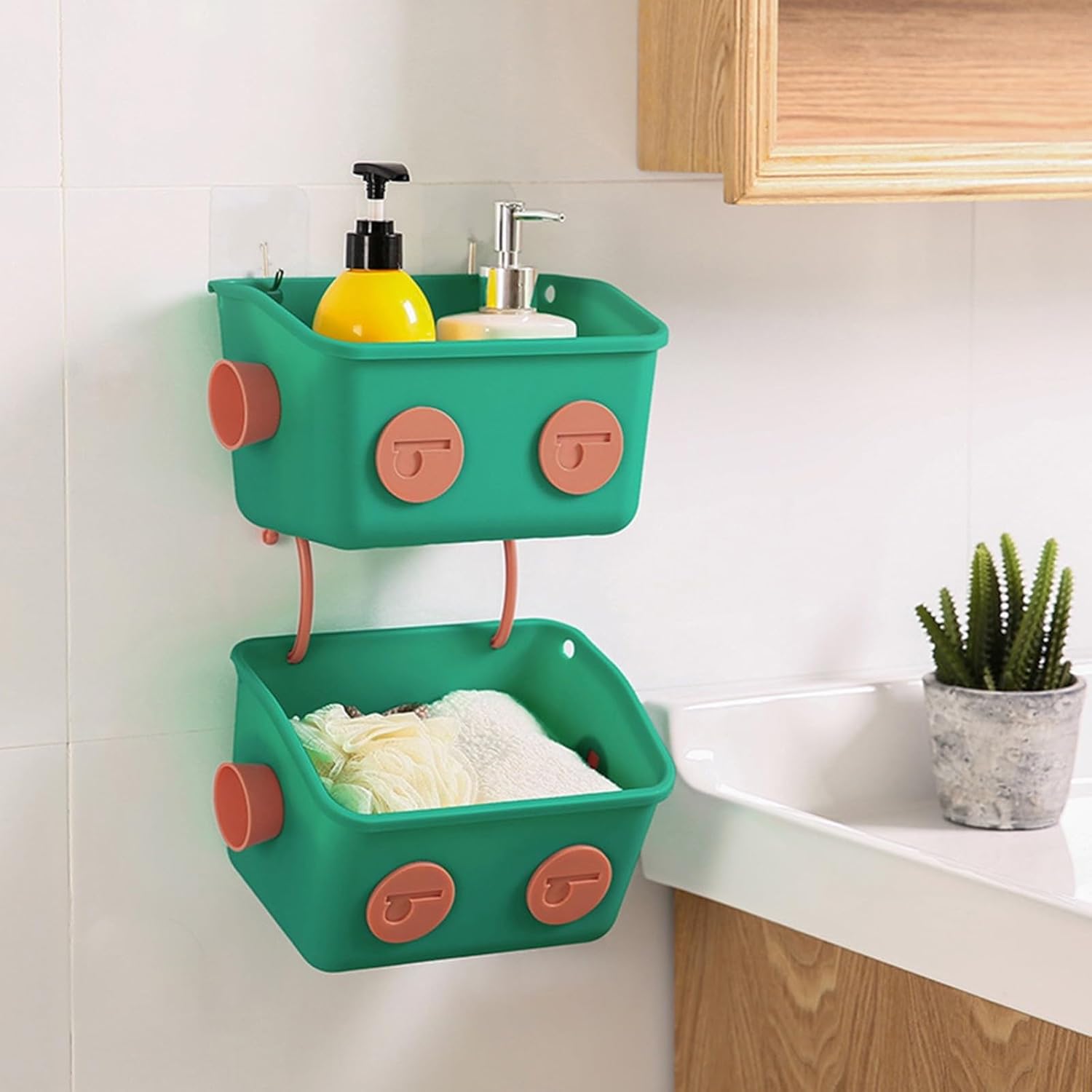Shower Storage Organizer With Hooks Blue LZ 042901