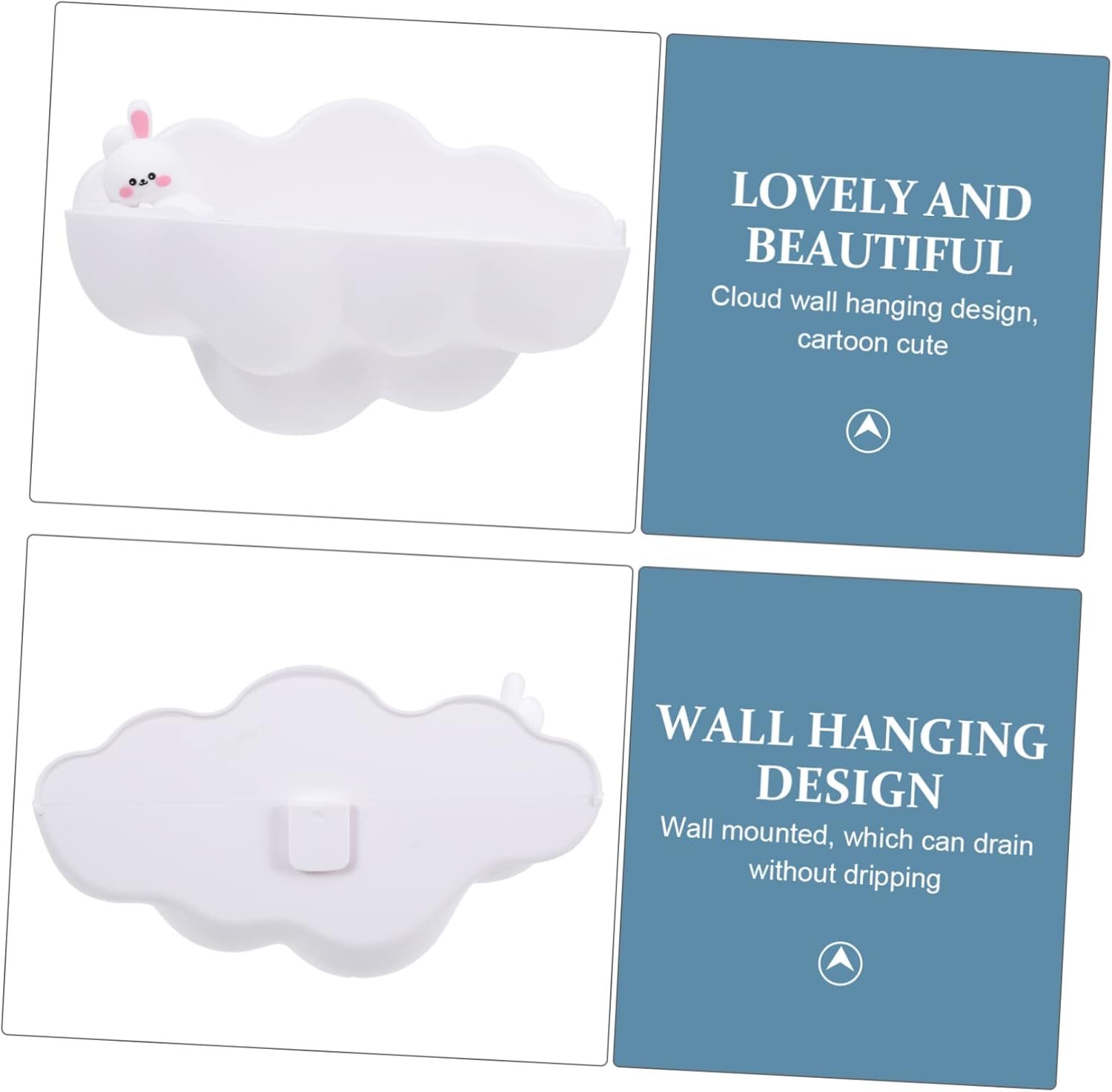 Homoyoyo Cartoon Cloud Wall-Mounted Soap Dish Punch Holder Self-Draining Design