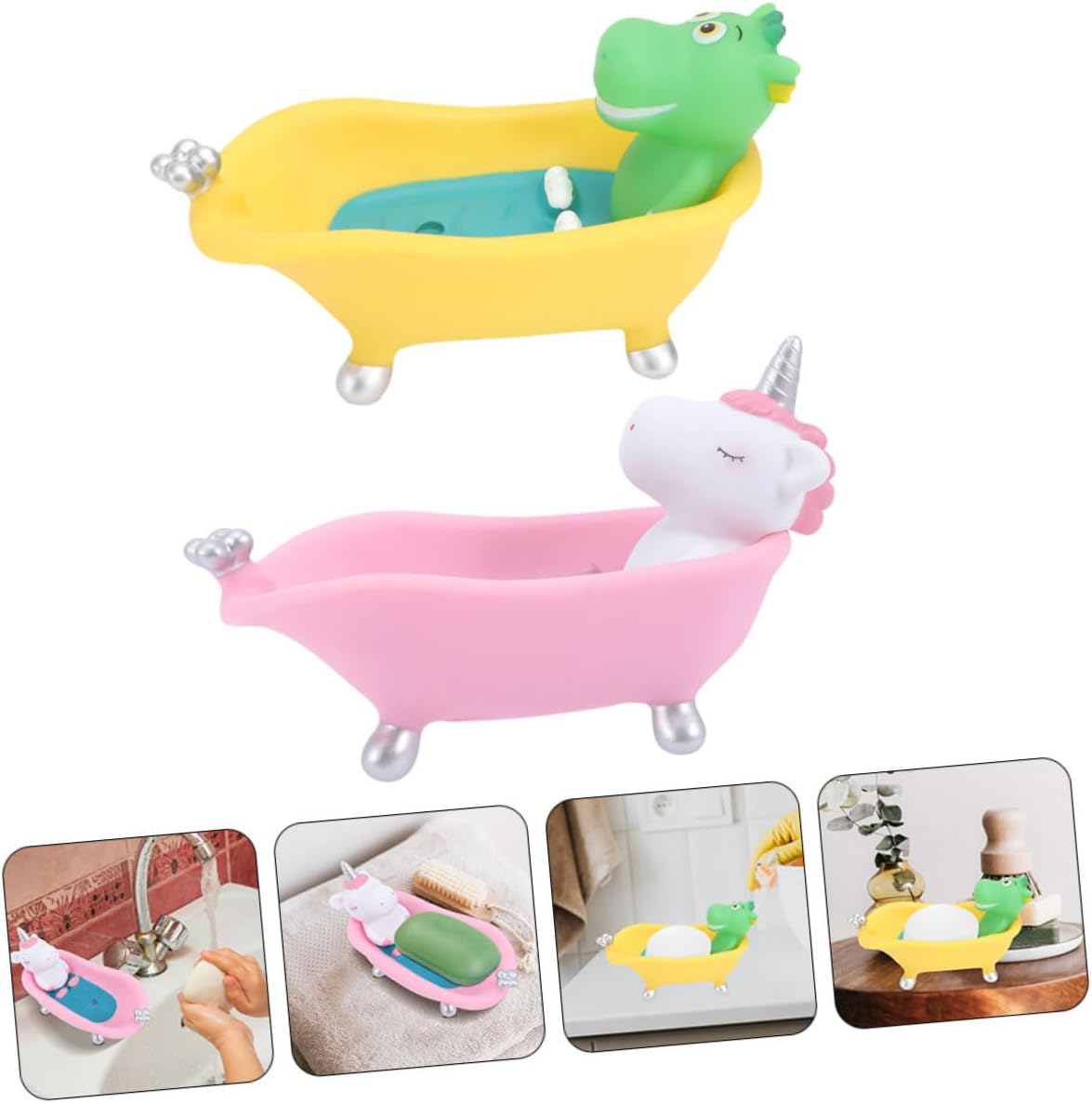 2pcs Cute Cartoon Soap Dish for Bathroom and Shower
