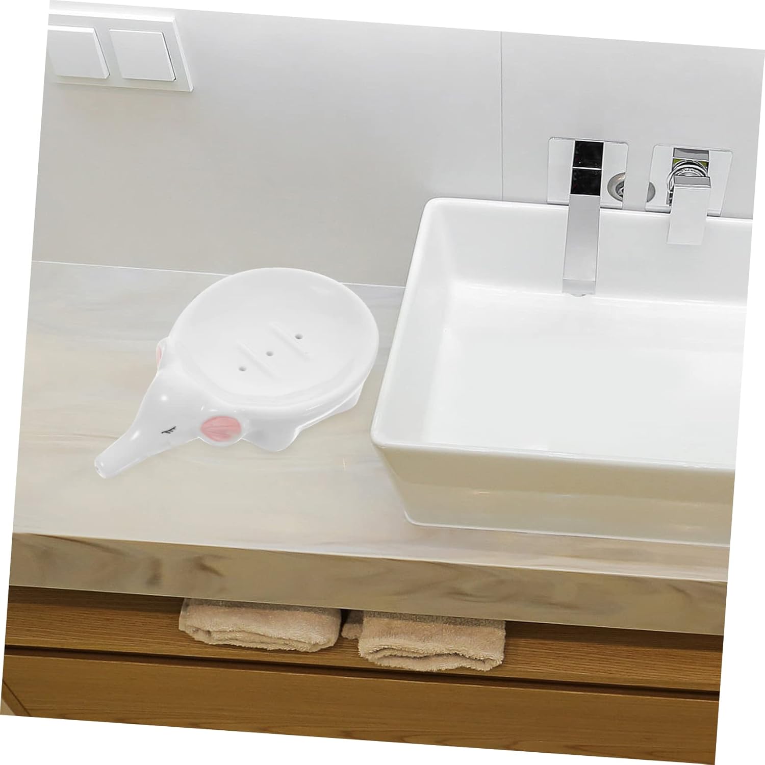 Cute Ceramic Elephant Soap Dish Holder for Bathroom and Kitchen