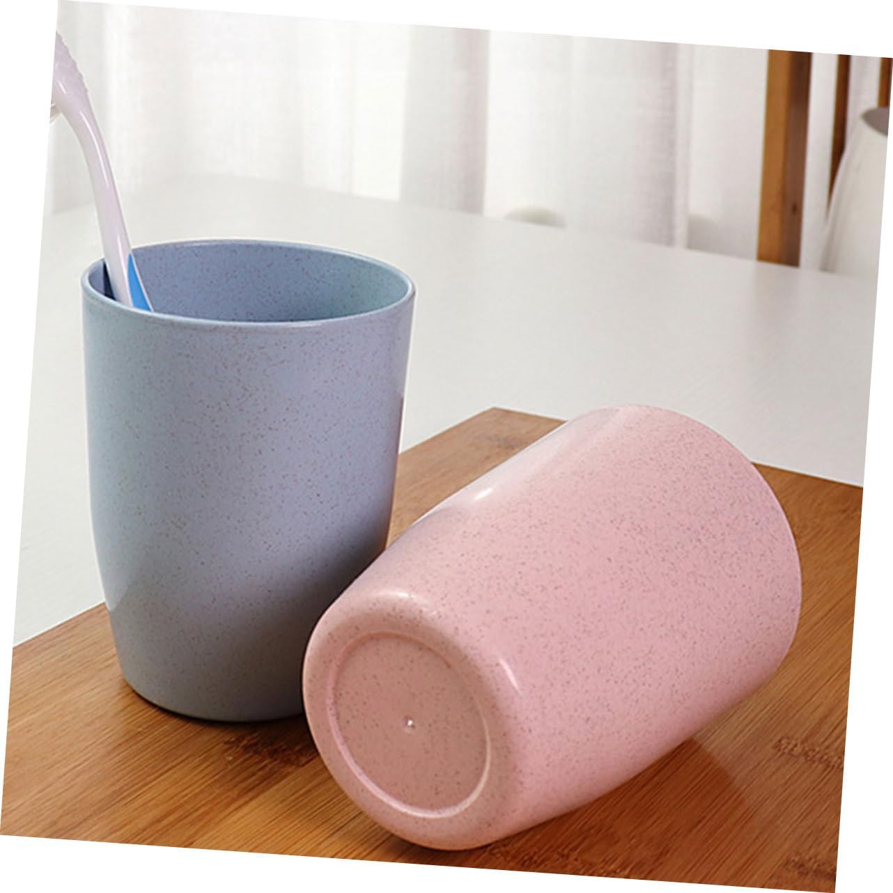 Mikinona 4pc Wheat Straw Gargle Cup Toothbrush Mugs for Kids Adults