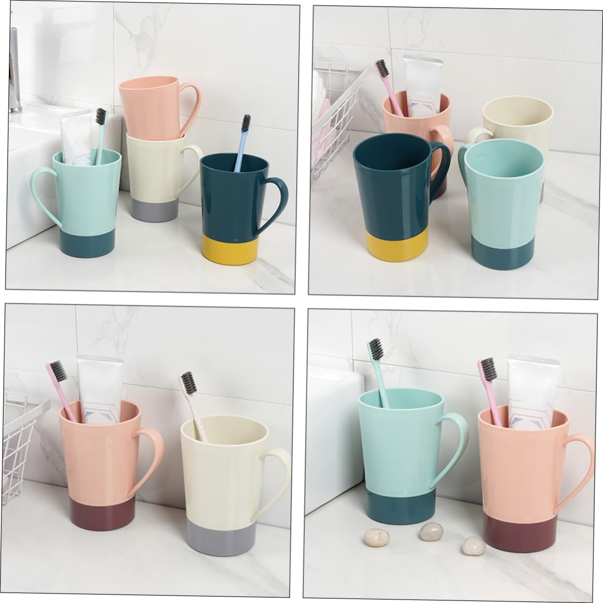 4-Piece Travel-Friendly PP Material Toothbrush Cup Rinsing Holder