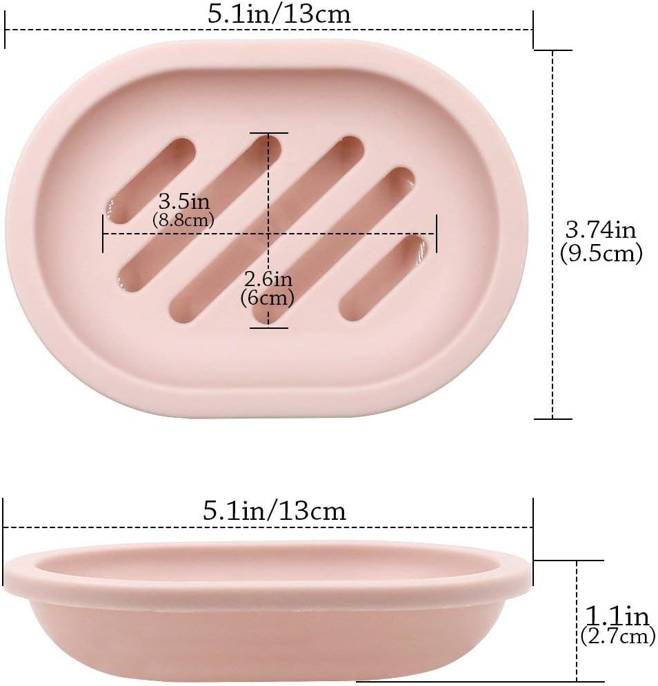 2-Pack Soap Dish with Drain Soap Saver Easy Dry Pink