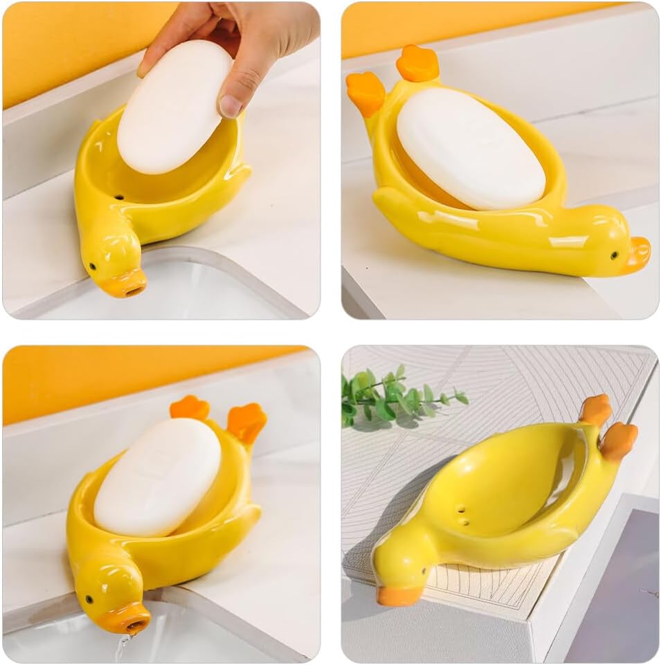 Garneck Ceramic Self-Draining Soap Dish Duck Shape WRITE NOW