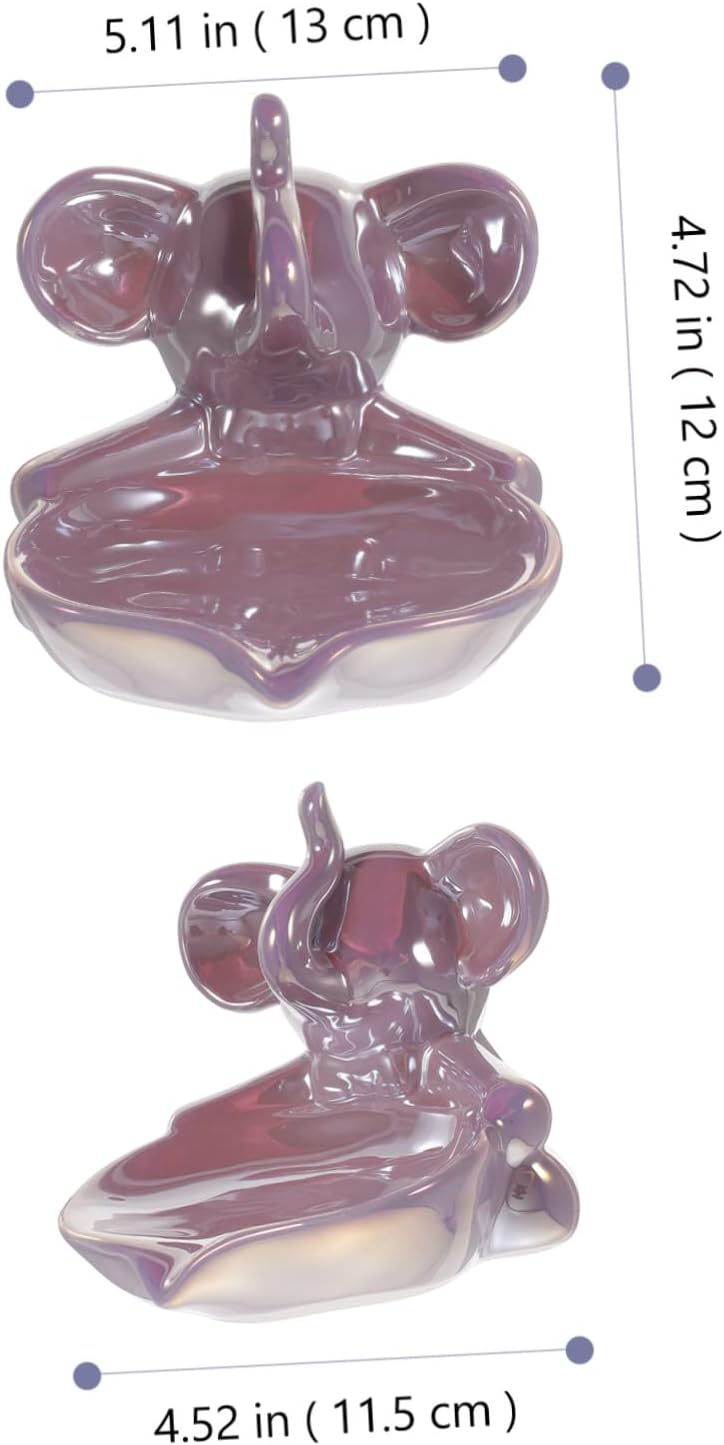 Adorable Ceramic Elephant Soap Dish Self-Draining for Bathroom Kitchen