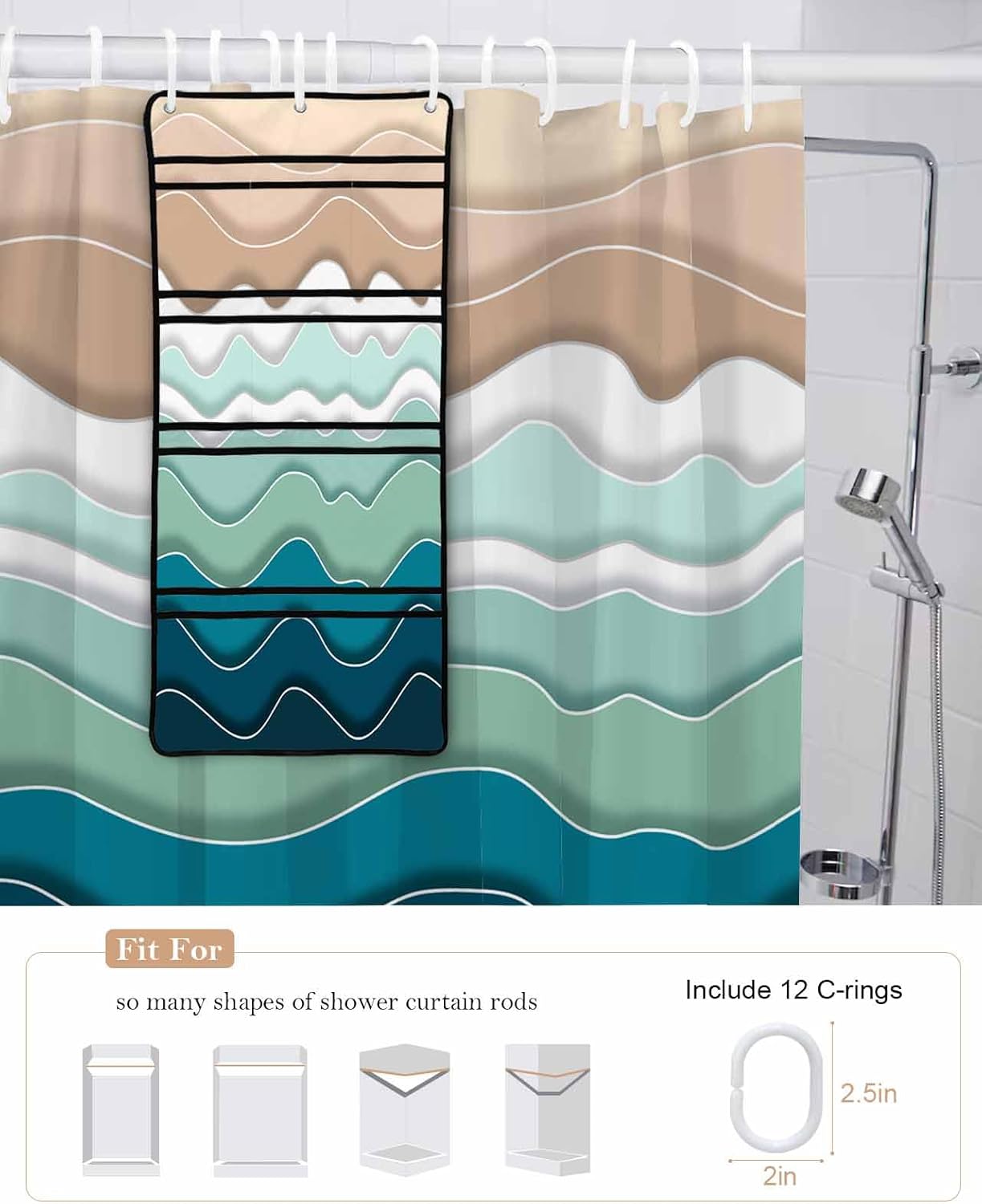 Quick Mesh Shower Caddy with 10 Storage Pockets for Bathroom Organizer
