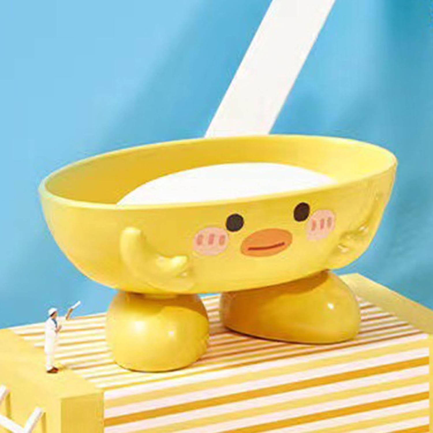Cute Duck Shower Holder with Fast Drying Design Kids Friendly Yellow Plastic