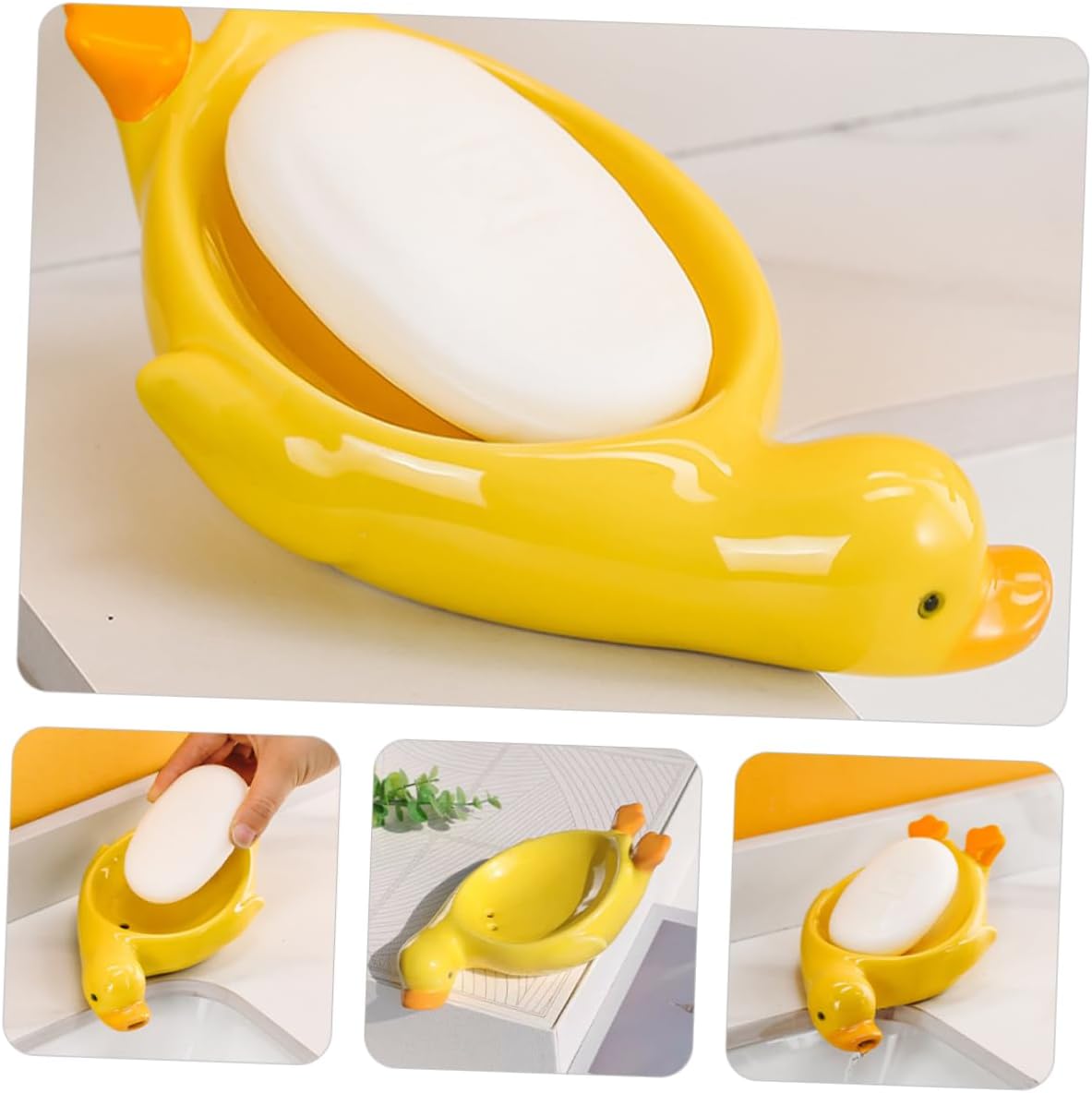 LIFKOME Ceramic Duck Soap Dish Holder