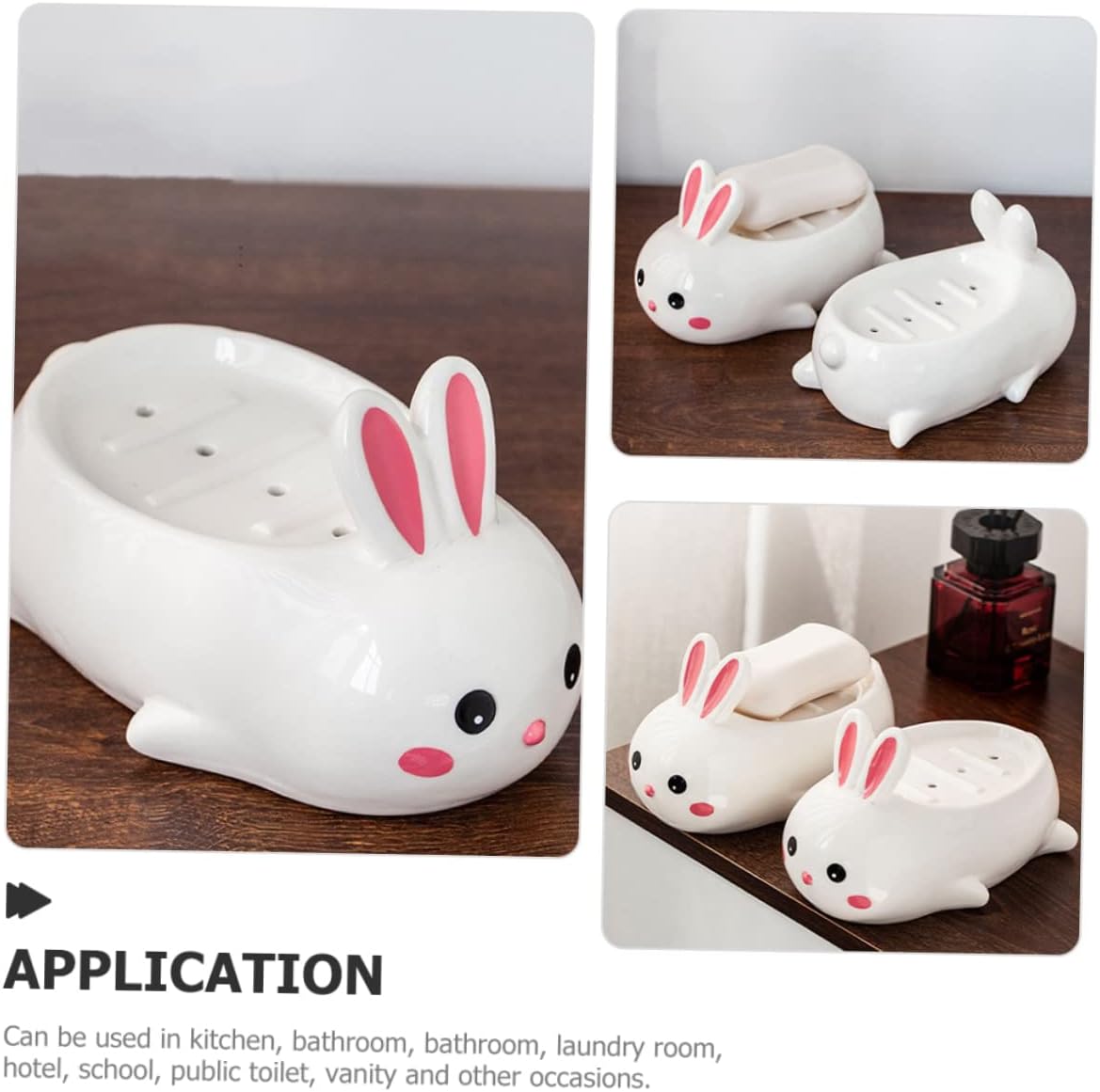 Adorable Ceramic Rabbit Soap Dish Draining System