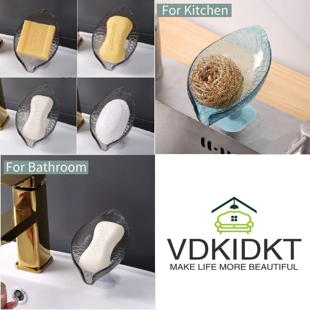 4 packLeaf-Shaped soap Dish Holder Bar soapHolder Self-Draining for Shower