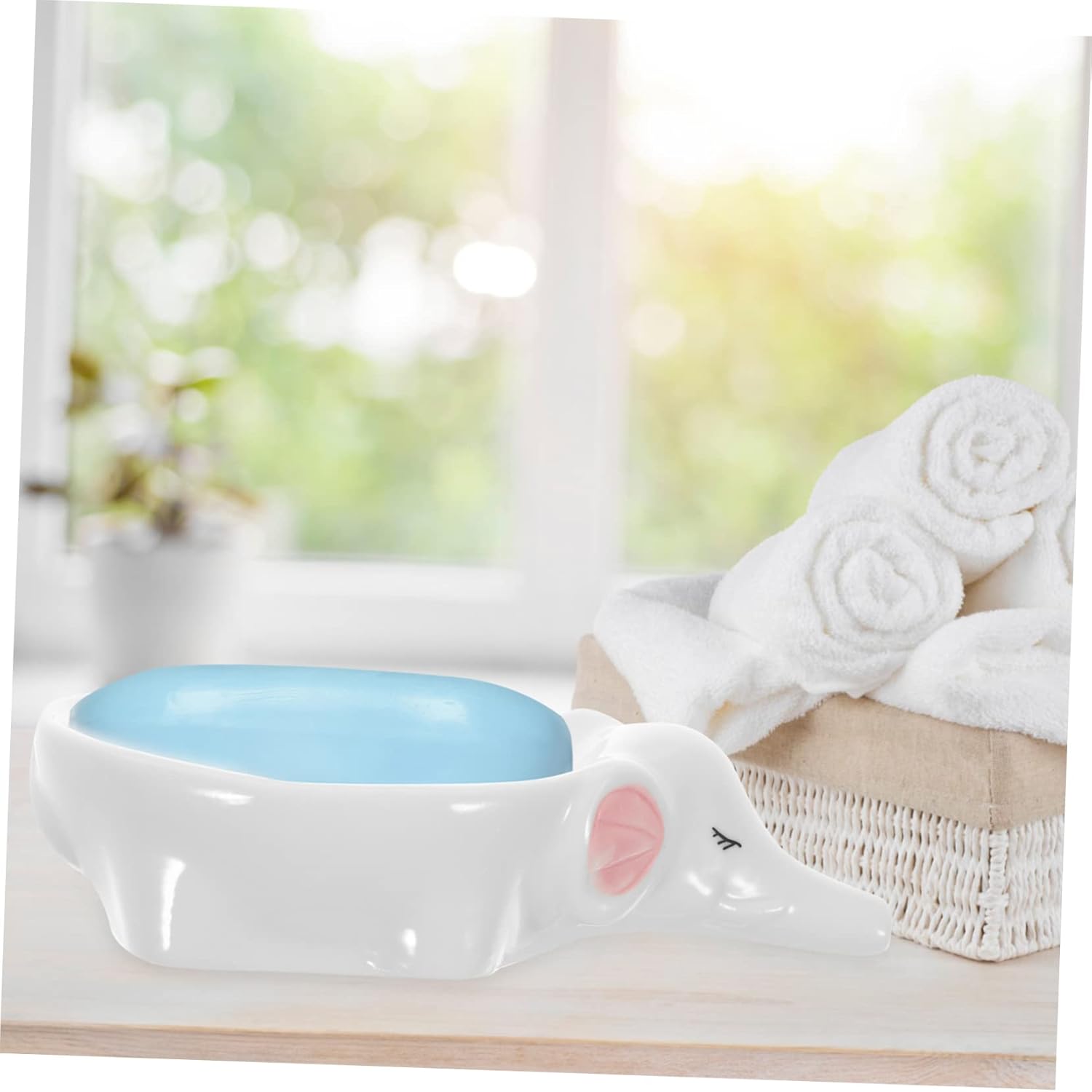 Adorable Elephant Self-Draining Ceramic Soap Dish