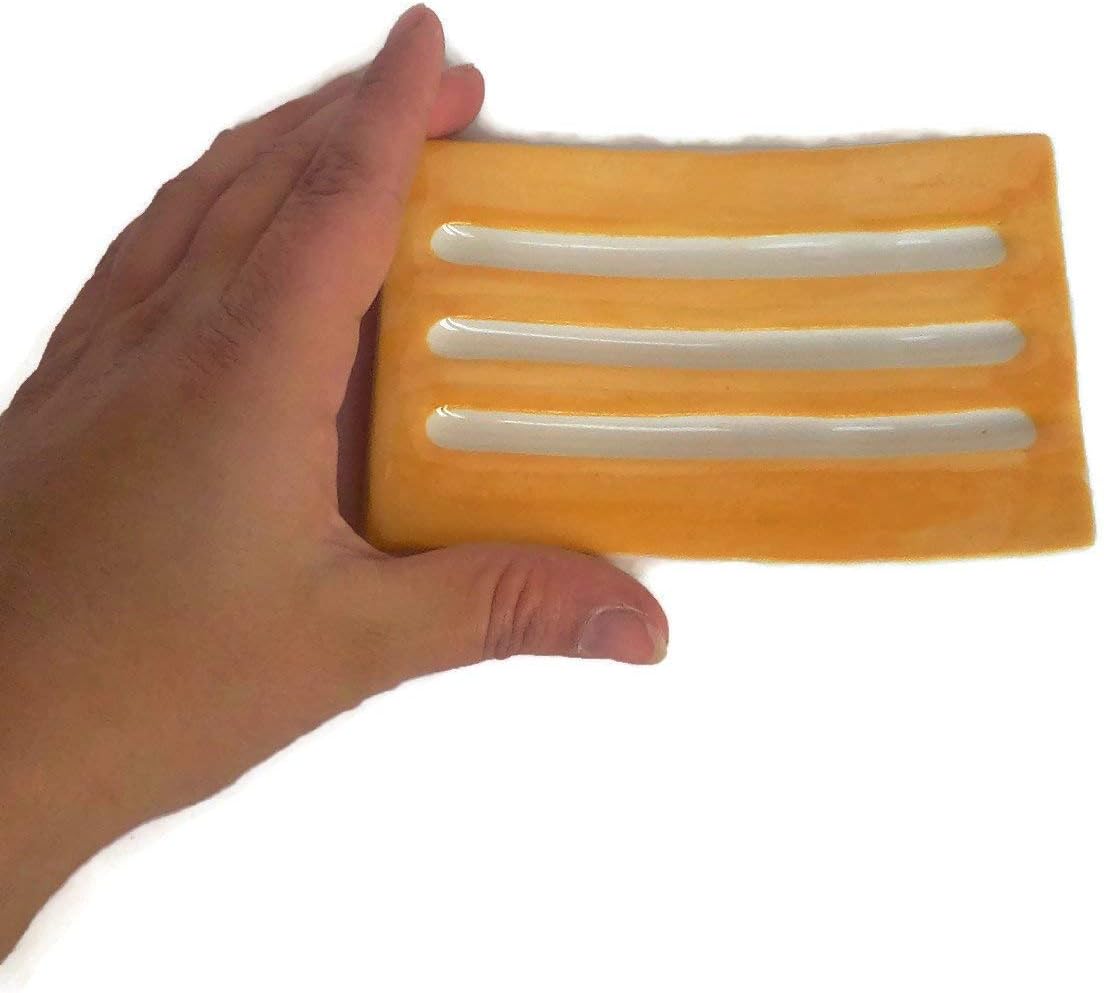 Handmade Yellow Ceramic Bar Soap Dish