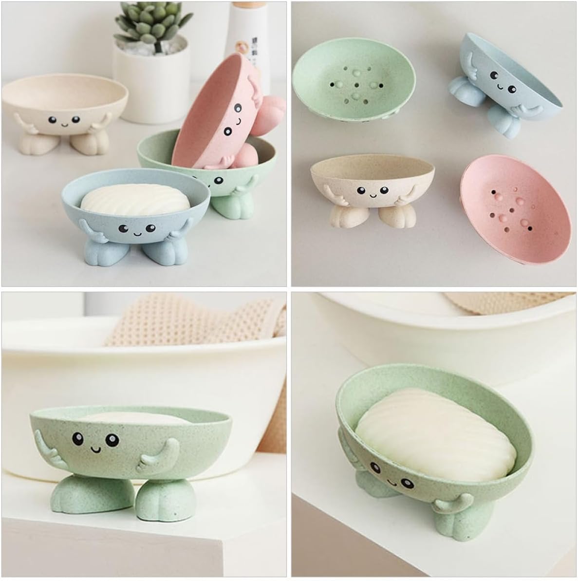 Cartoon Kids Self-Draining Soap Holder 2-Piece Set