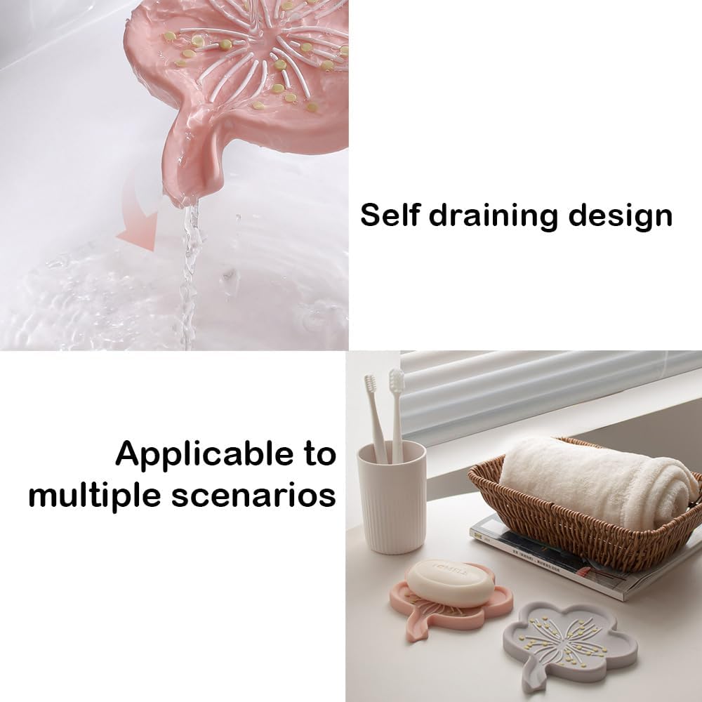 3PCS Self Draining Soap Dish with Flower Shape