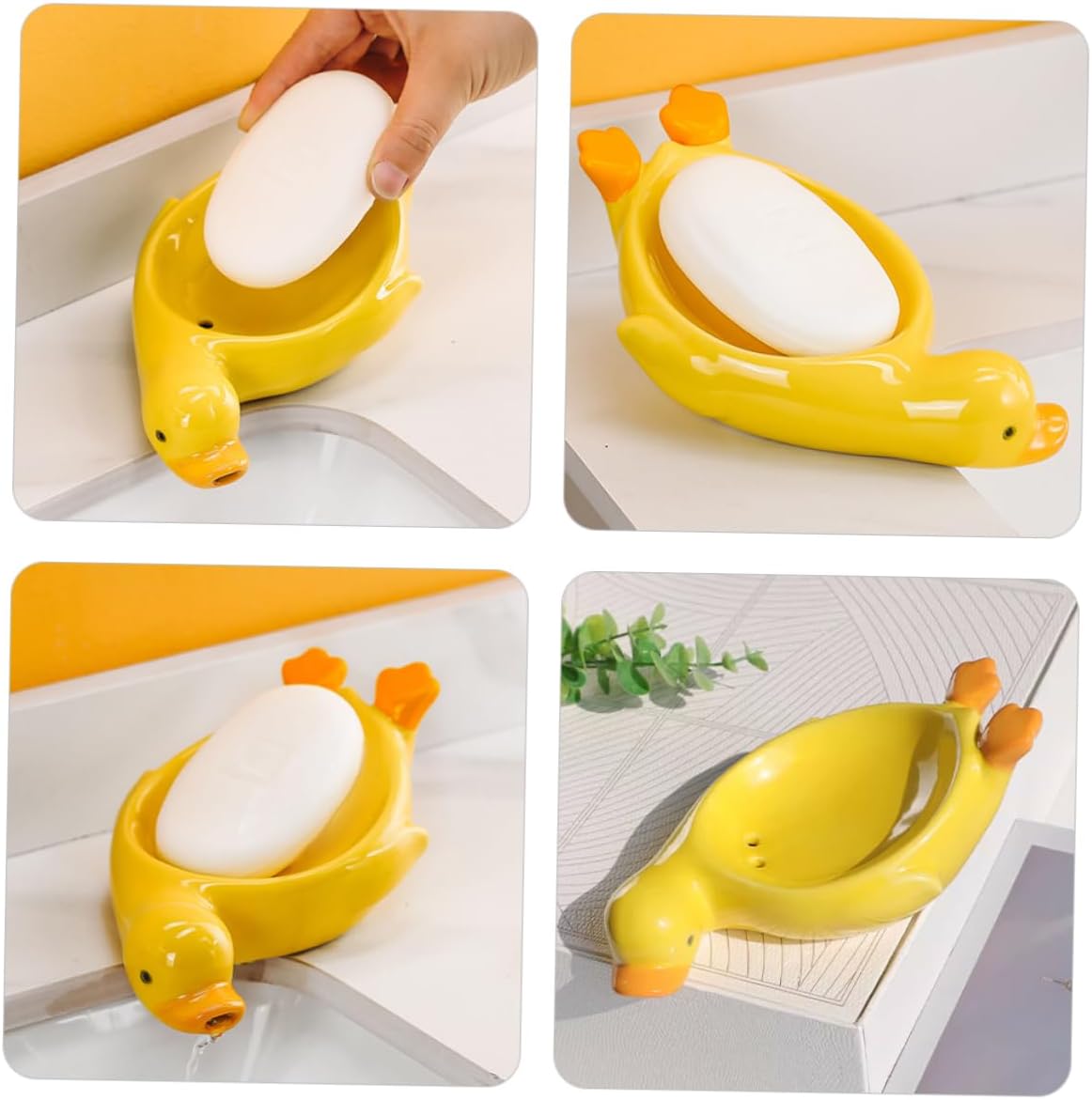PRETYZOOM Cute White Ceramic Soap Holder for Bathroom and Kitchen