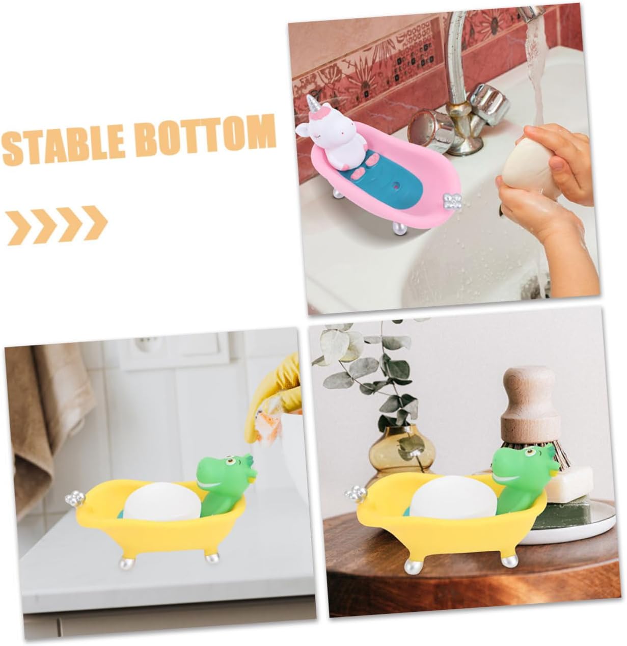 2pcs Cute Cartoon Animal Soap Holder Vinyl Dish for Bathroom