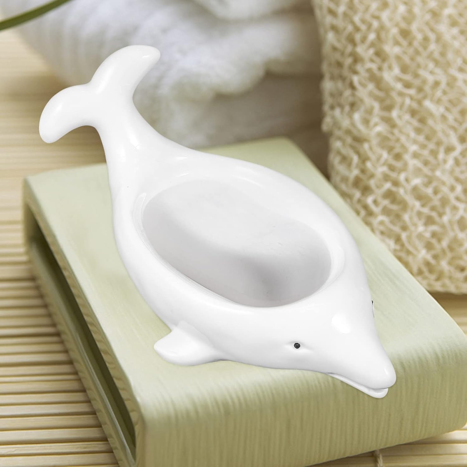 Cabilock Dolphin Ceramic Soap Dish for Bathroom