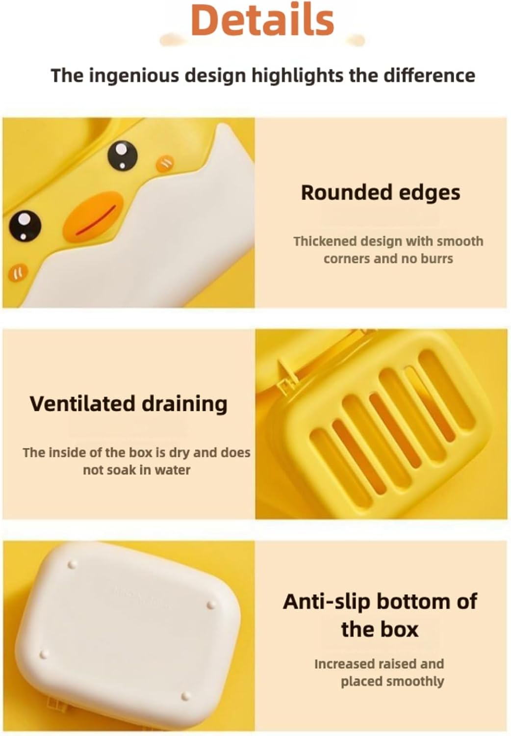 Adorable Travel HomeSoap Holder Cartoon Duck Design