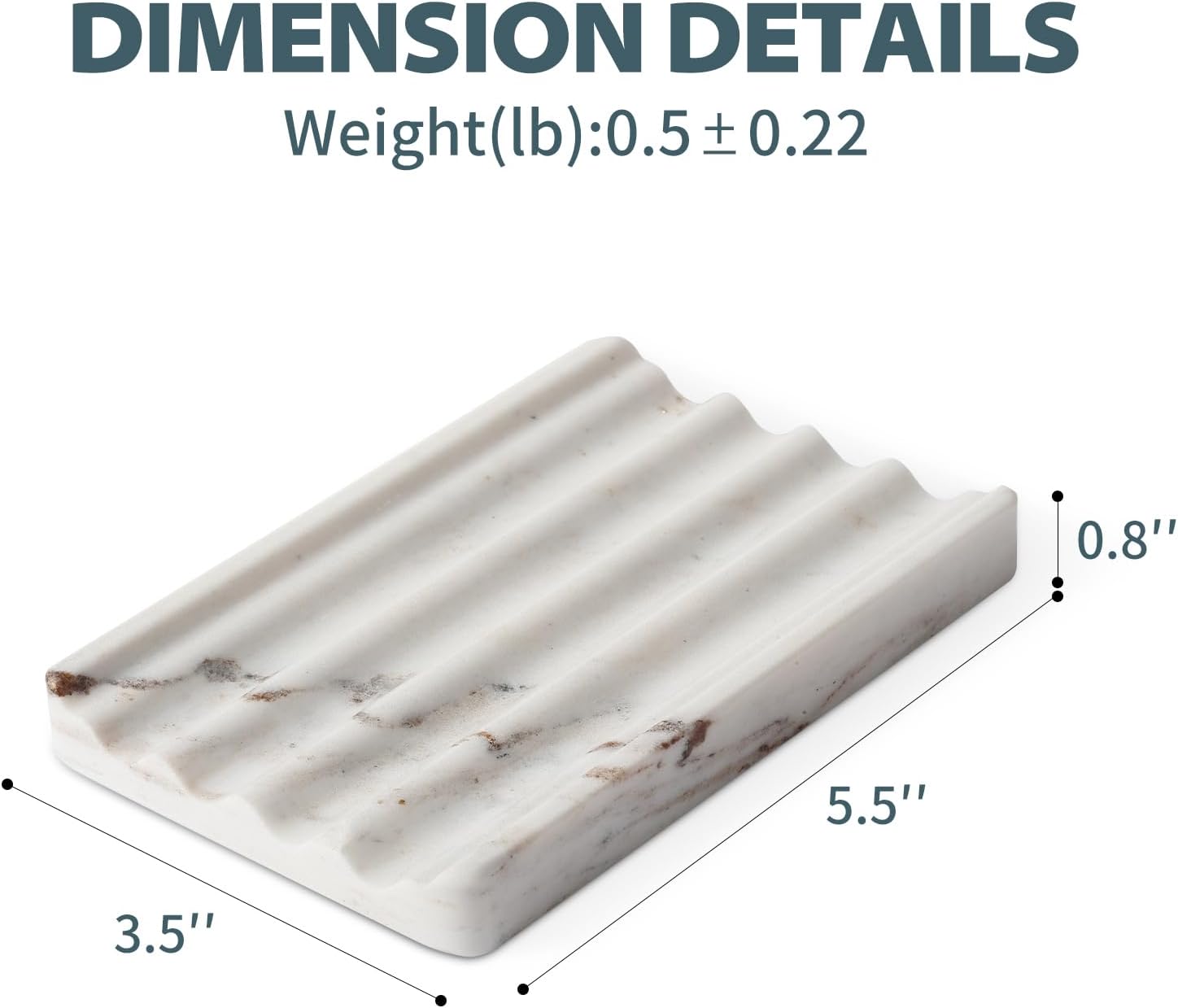 Marble Bar Soap Holder for Kitchen Bathroom Wavy Design Heavy Duty Elegant