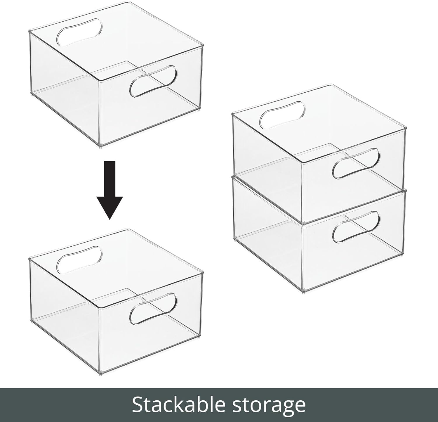 mDesign Deep Plastic Stackable Storage Organizer Bin for Bath