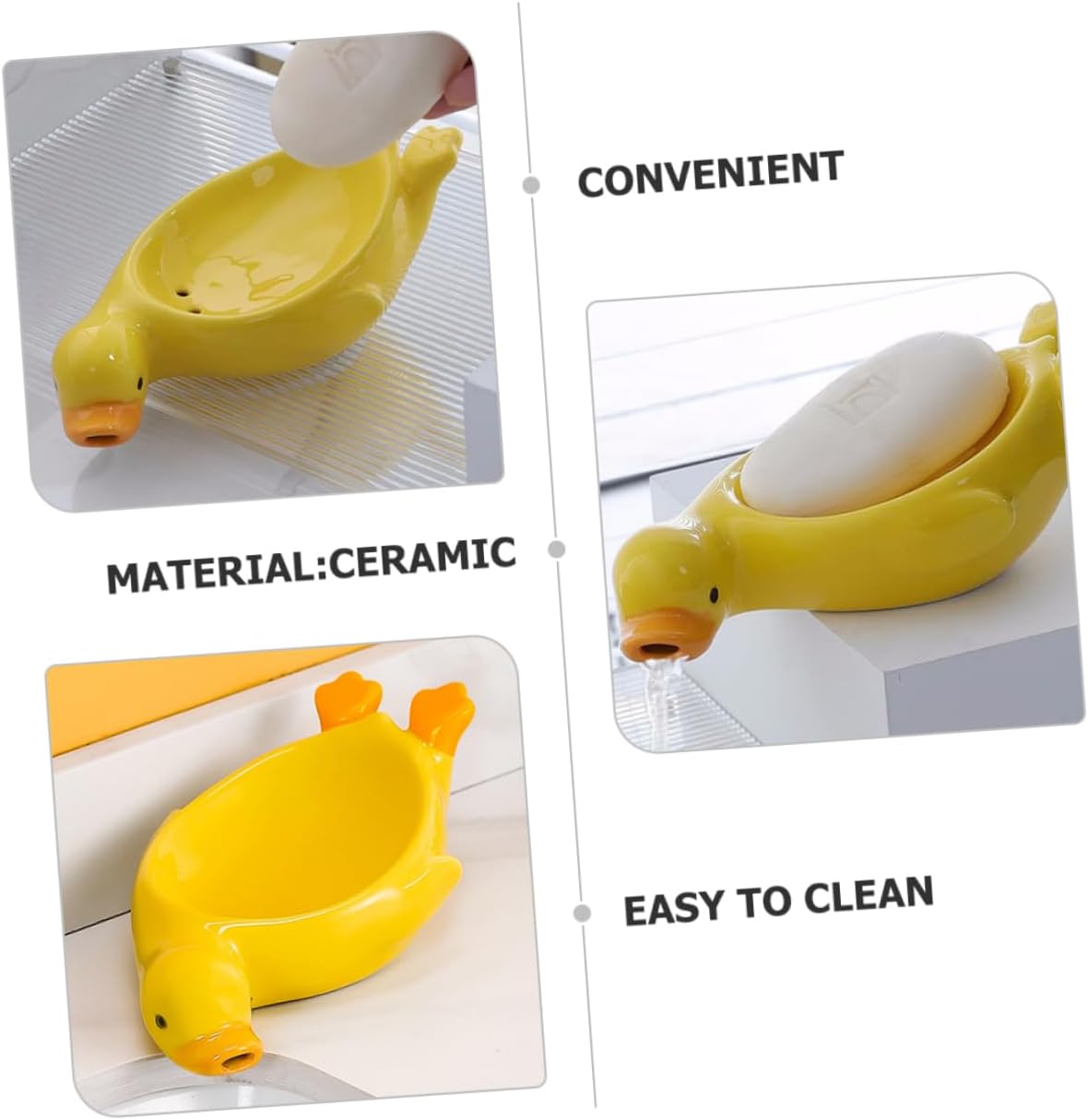 Cute Yellow Duck Soap Dish Drain Sponge Holder