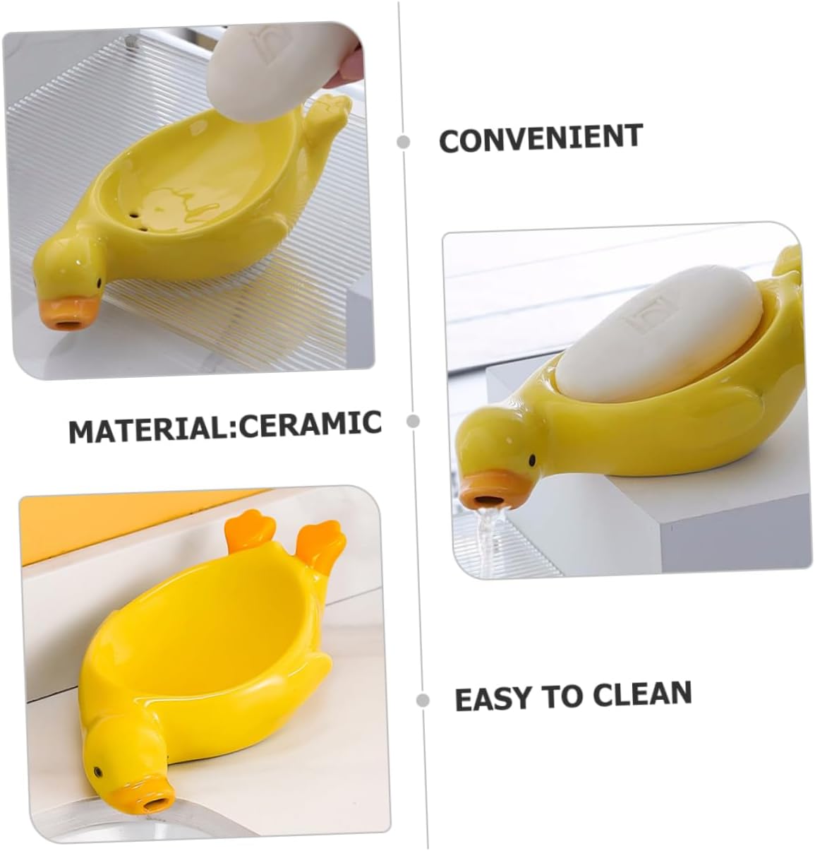 Cute Duck Ceramic Soap Dish with Drain Holes