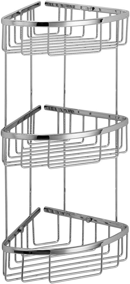 Rust-Free Chrome Brass Shower Basket Solid Base elegant design Made in Italy