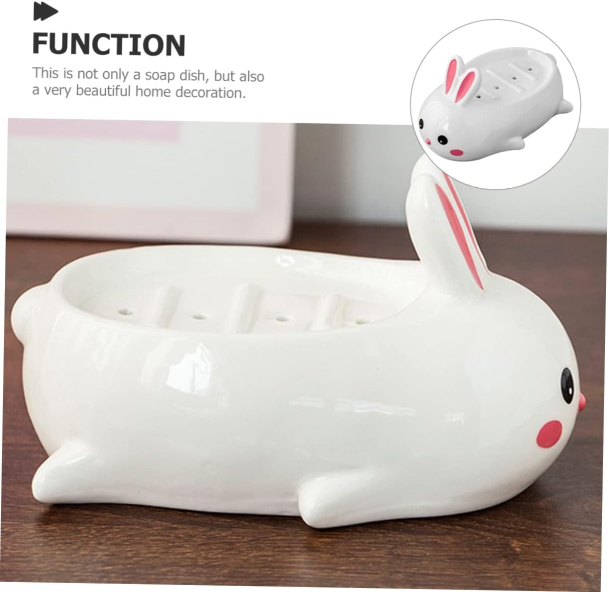 Ceramic Rabbit Soap Dish - Adorable Self-Draining Bathroom Decor