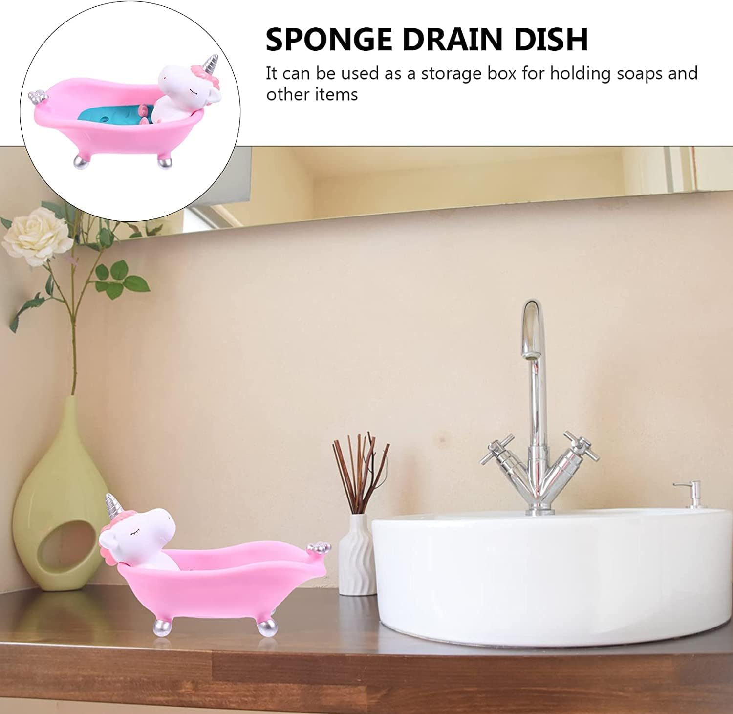 Gatuida 1-Piece Cartoon Animal Bathtub Unicorn Soap Box