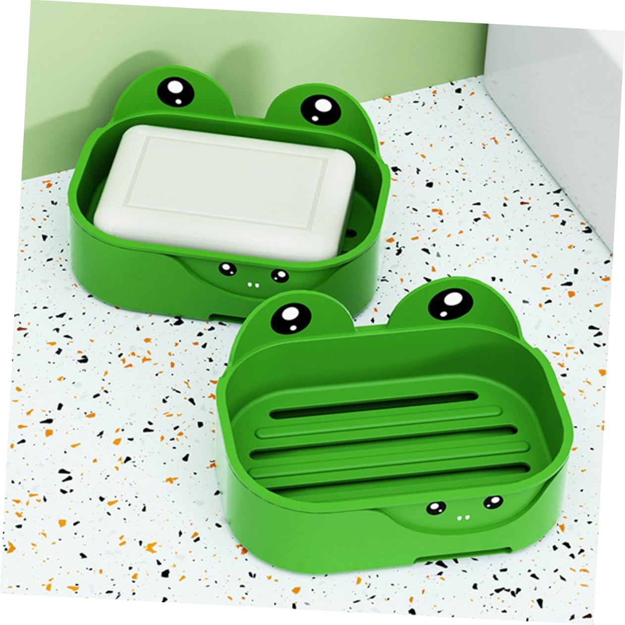 Cute Frog Wall-Mounted Soap Dish PPS Material Easy to Install