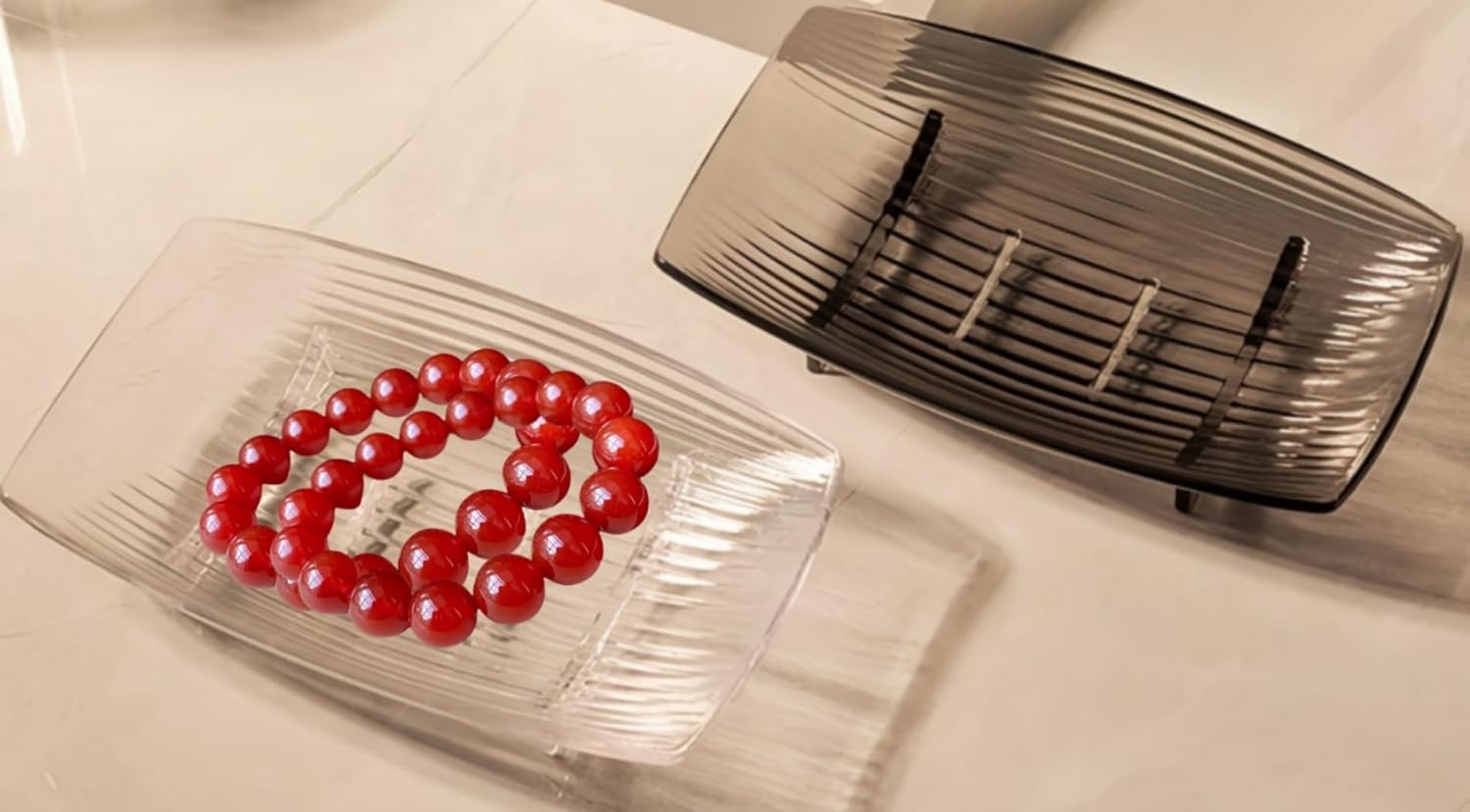 WYXWZTransparent 2-Piece Boat-Shaped Self-Draining Soap Dish for Bathroom