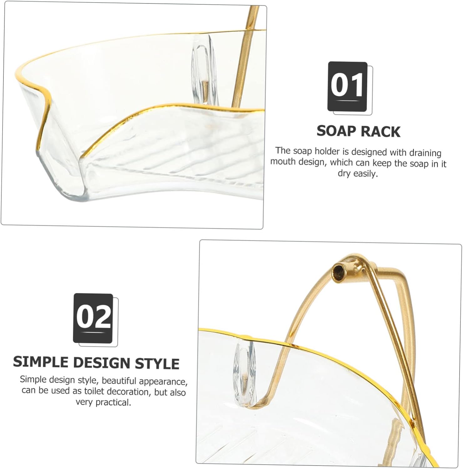 MAGICLULU Creative Self-Draining Holder with Clear Dish and Iron Stand