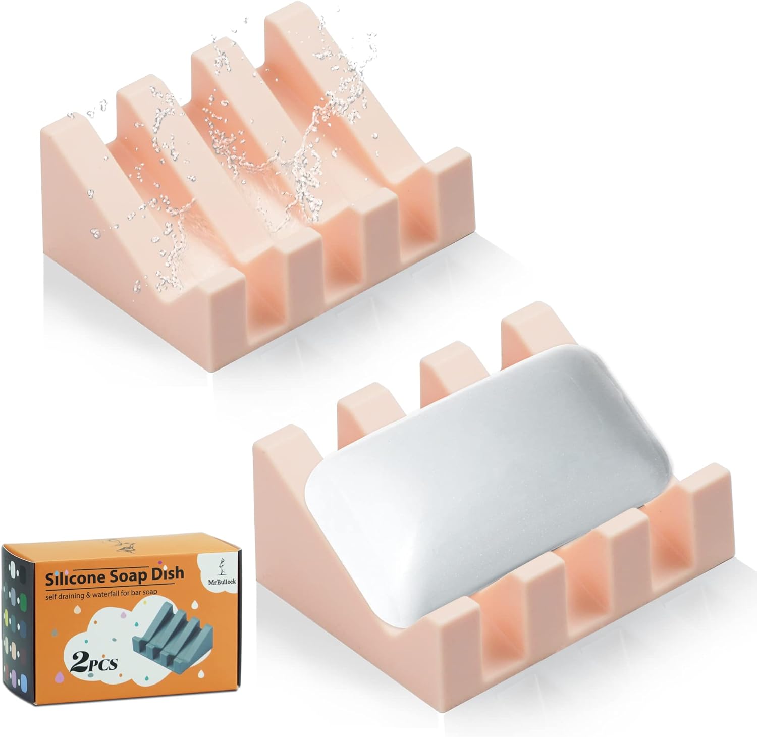 Two-Piece Pink Silicone Soap Dish