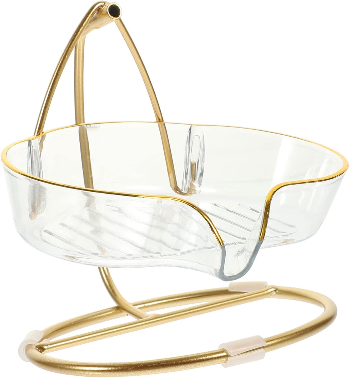MAGICLULU Creative Self-Draining Holder with Clear Dish and Iron Stand