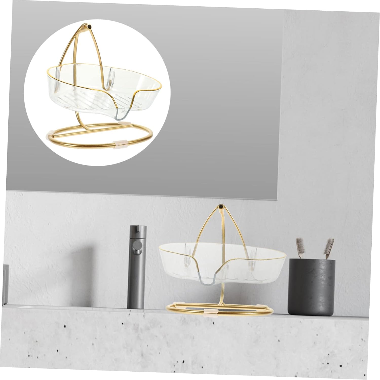 Zerodeko Clear Soap Holder with Iron Stand
