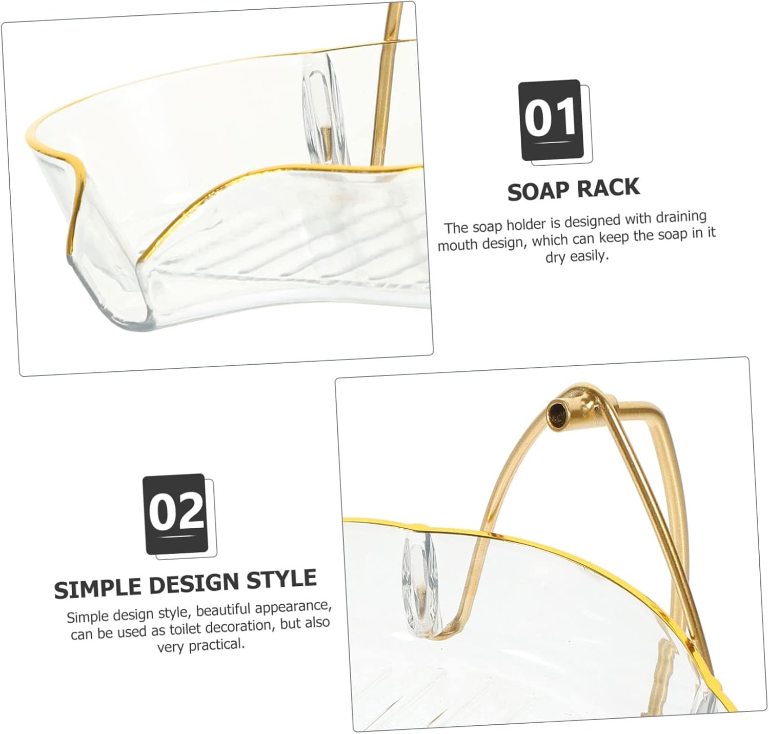 Zerodeko Clear Soap Holder with Iron Stand
