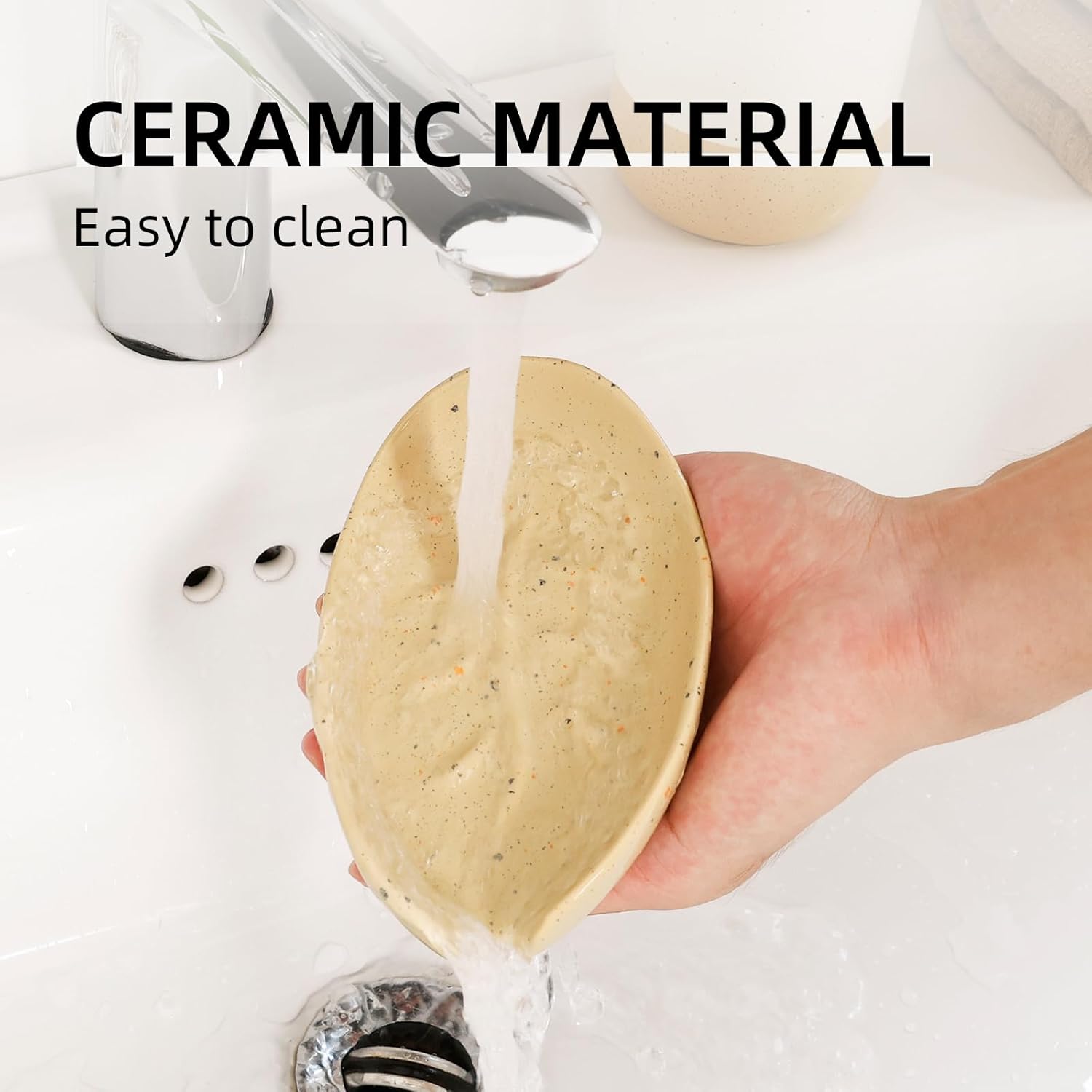 Leaf Shape Ceramic Soap Holder Self Draining