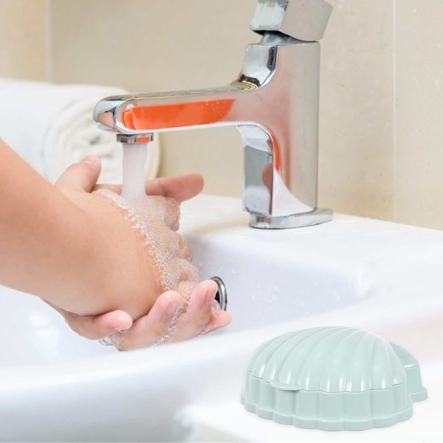 2-Piece Shell Soap Dish Holder for Bathroom Travel Use