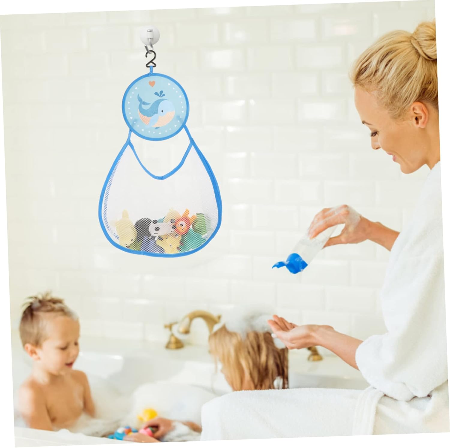 Cabilock Hanging Bath Organizer Mesh Storage for Kids