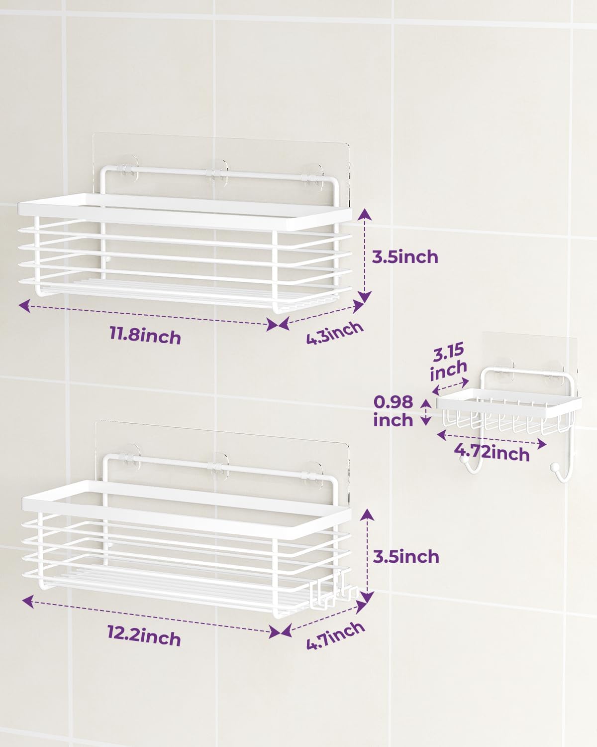 3-Pack Stainless Steel Shower Caddy