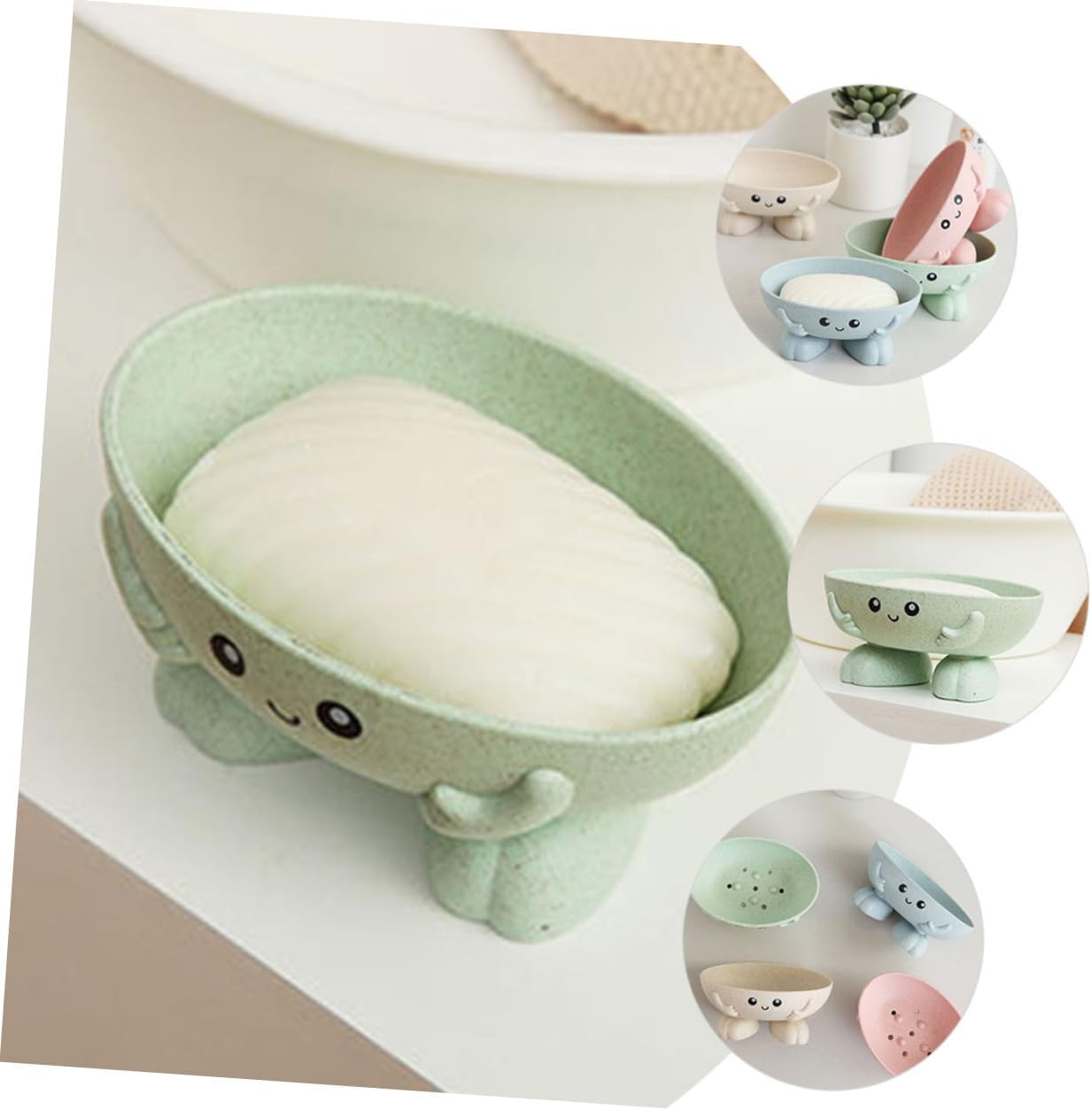 2-Piece Cartoon Self-Draining Soap Holder Tray