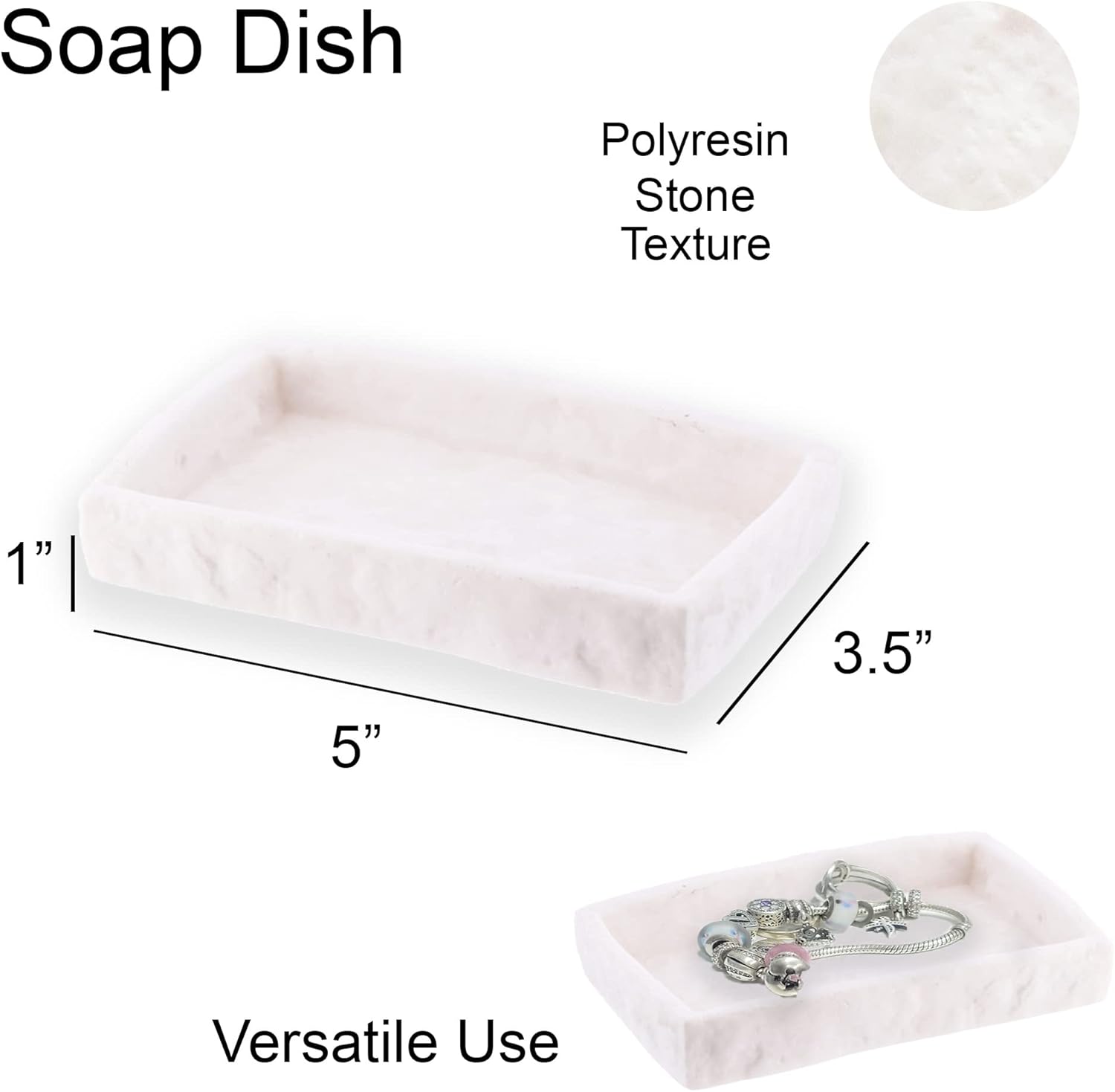 Evid Eco - White Stone Effect soap dispenser tray