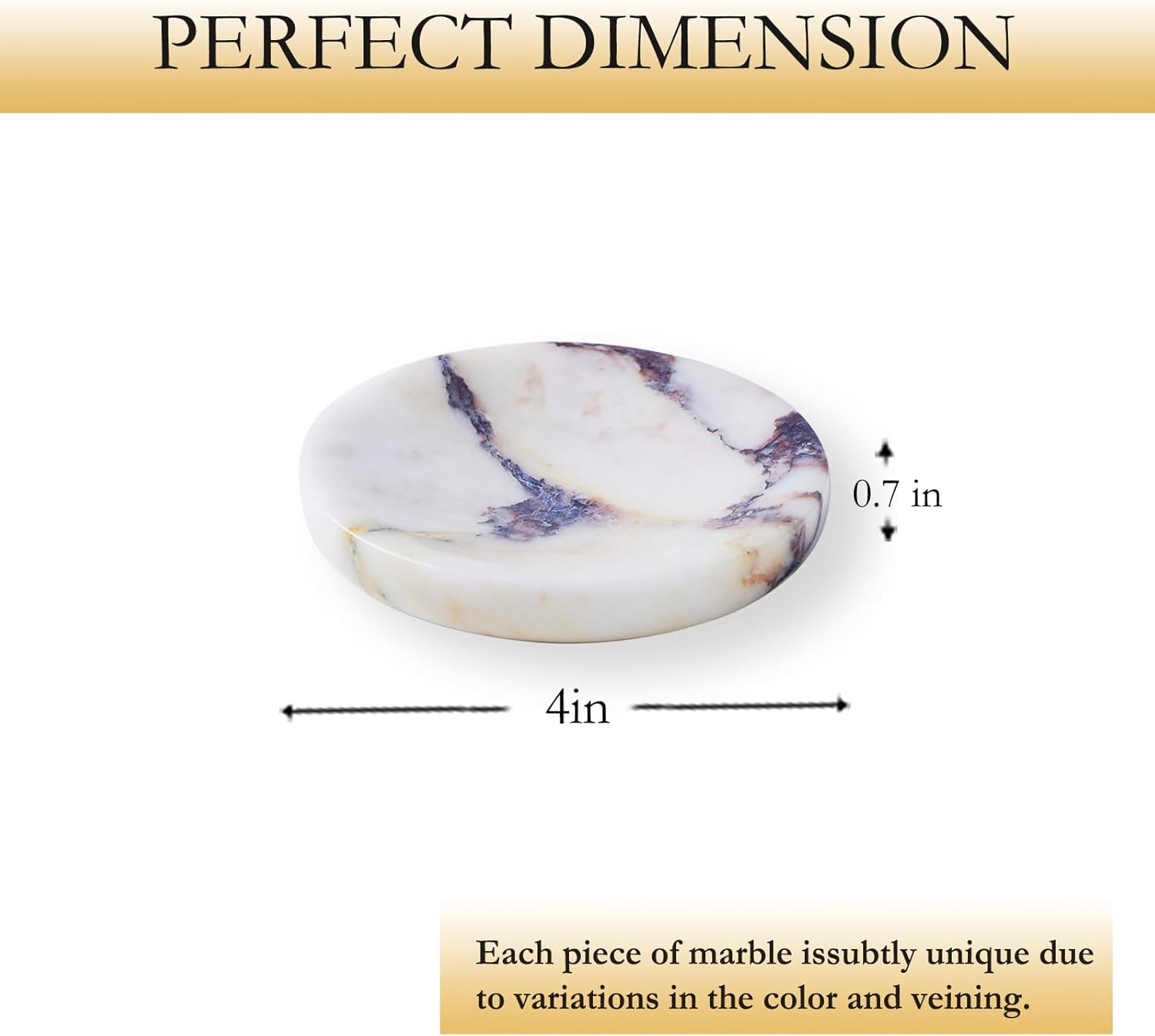 Round Marble Soap Dish for BathroomKitchen Calacatta Viola