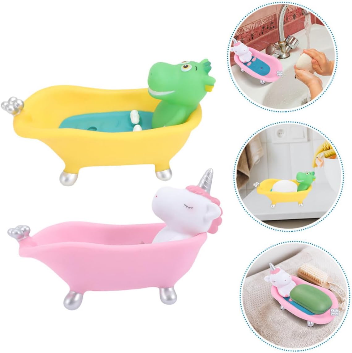 2pcs Cute Cartoon Animal Soap Holder Draining Tray for Bathroom