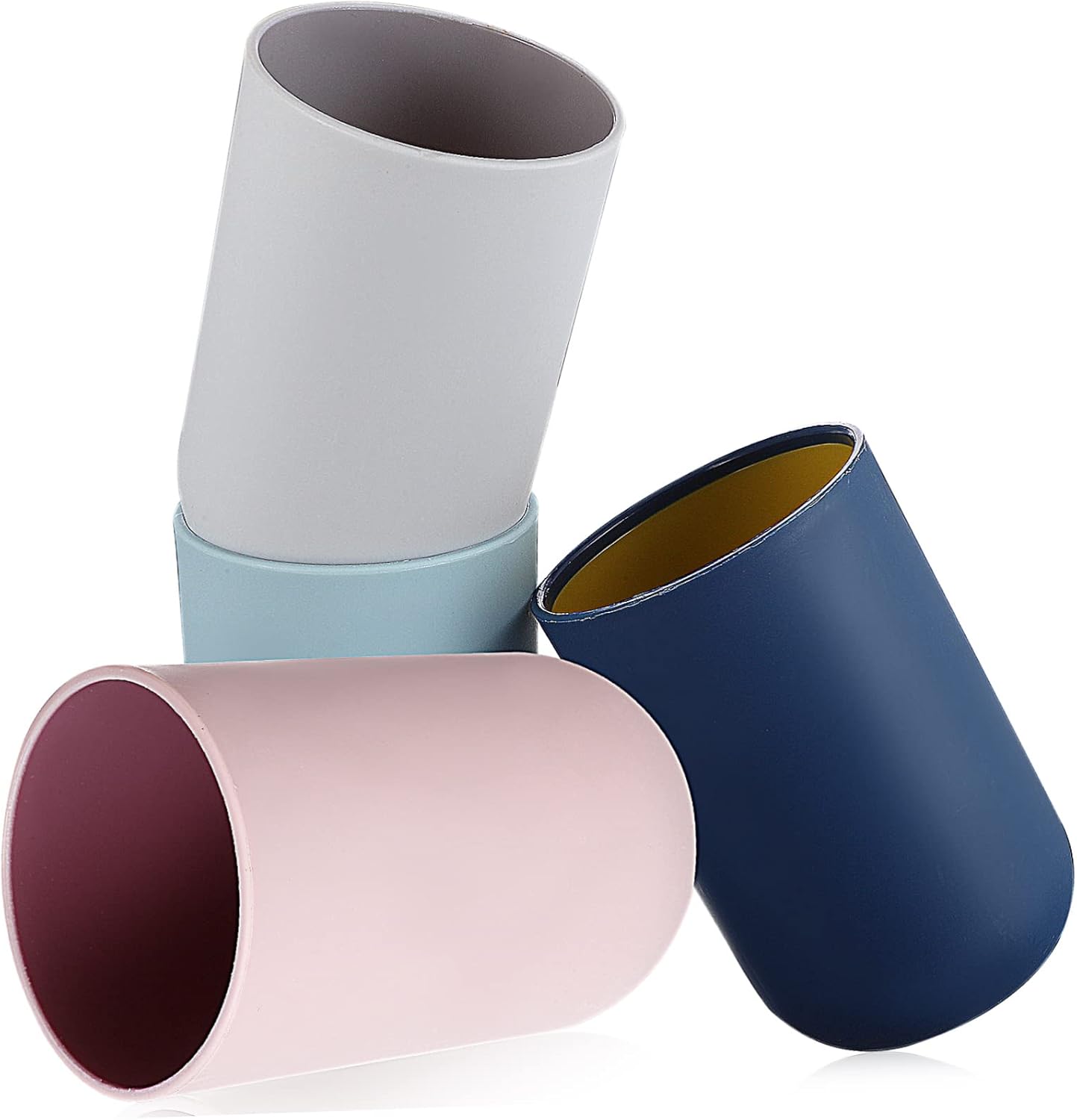 Luxshiny 4pcs Stackable Toothbrush Tumblers with Simple Design