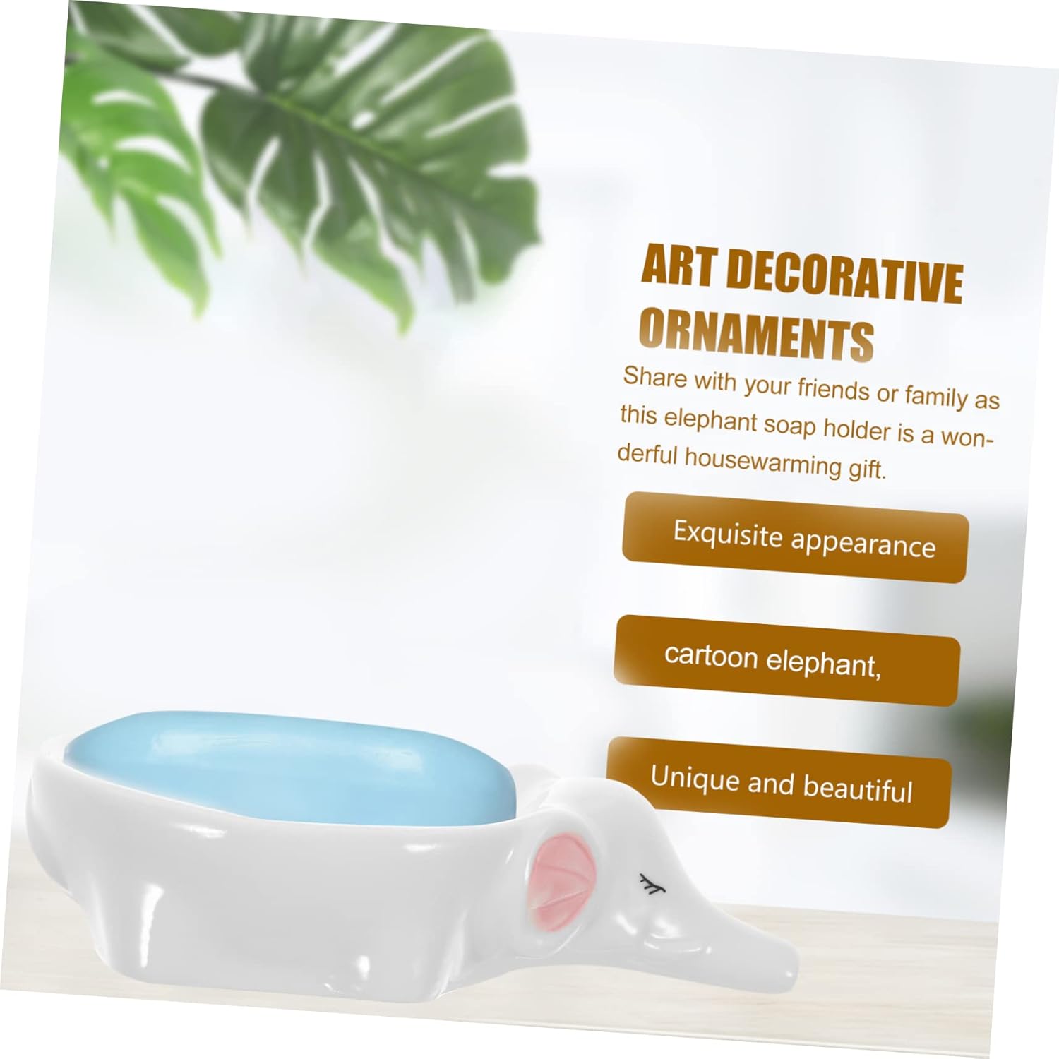 Cute Ceramic Elephant Soap Dish Holder for Bathroom and Kitchen